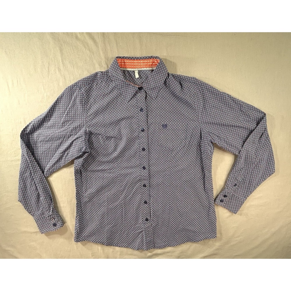 Cinch Geometric Long Sleeve Blue Shirt Women's XL Western‎ Cowgirl Rodeo